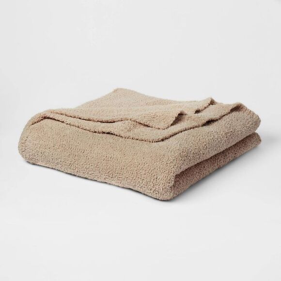 Threshold - Twin/Twin XL Cozy Chenille Bed Blanket True Khaki  Khaki - Picture 1 of 3